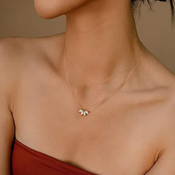Fashion Jewelry Minimalist Shining Flower Petal Necklace For Women Girls Lotus Flower Pendant Necklace Female Party Anniversary Jewelry Gift - EX-STOCK CANADA