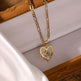 Fashion Jewelry Personality Copper Plated Real Gold Heart-shaped Zircon Pendant Necklace And Earrings Suite - EX-STOCK CANADA