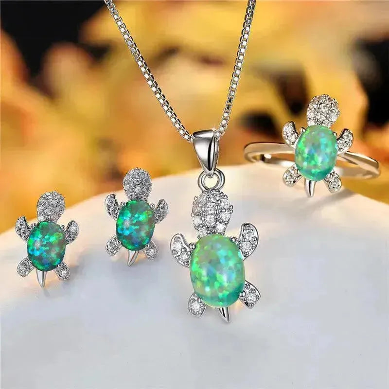 Fashion Oval Zircon Pendant Turtle Shape Necklaces With Rainbow Stone Multicolor Animal Necklace Jewelry For Woman And Children - EX-STOCK CANADA