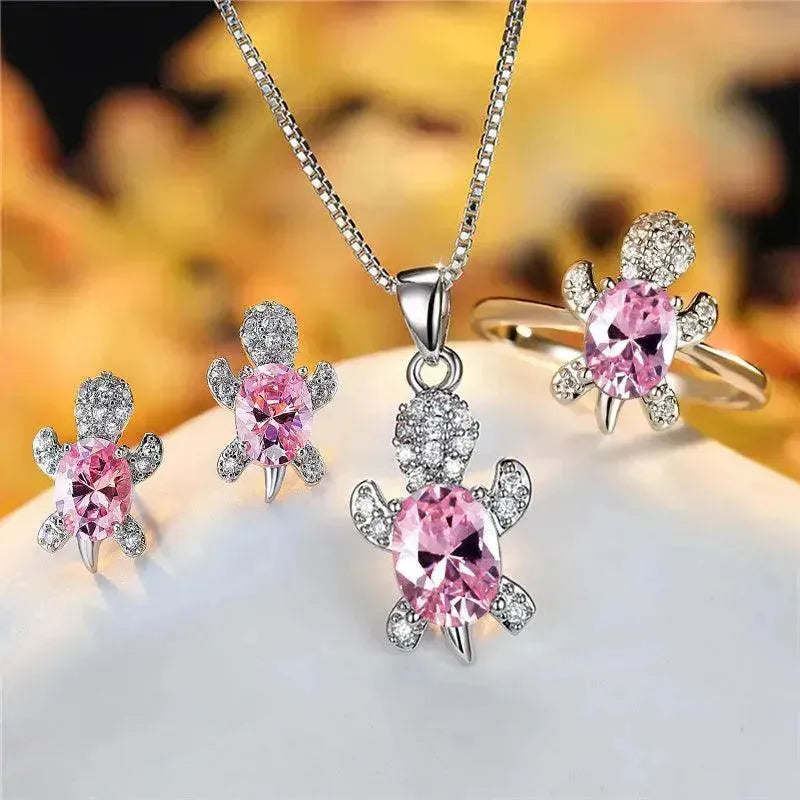 Fashion Oval Zircon Pendant Turtle Shape Necklaces With Rainbow Stone Multicolor Animal Necklace Jewelry For Woman And Children - EX-STOCK CANADA