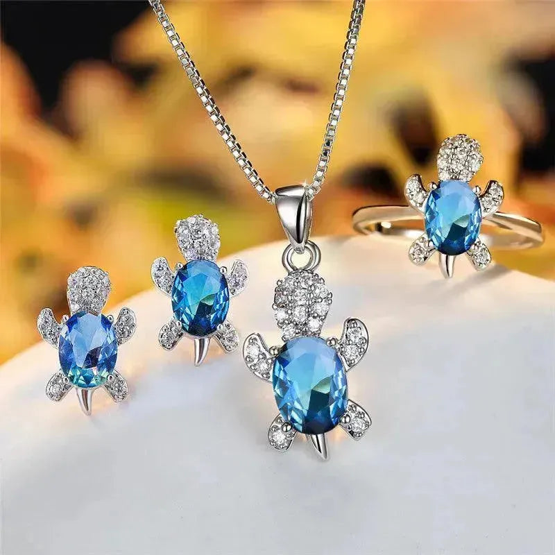 Fashion Oval Zircon Pendant Turtle Shape Necklaces With Rainbow Stone Multicolor Animal Necklace Jewelry For Woman And Children - EX-STOCK CANADA