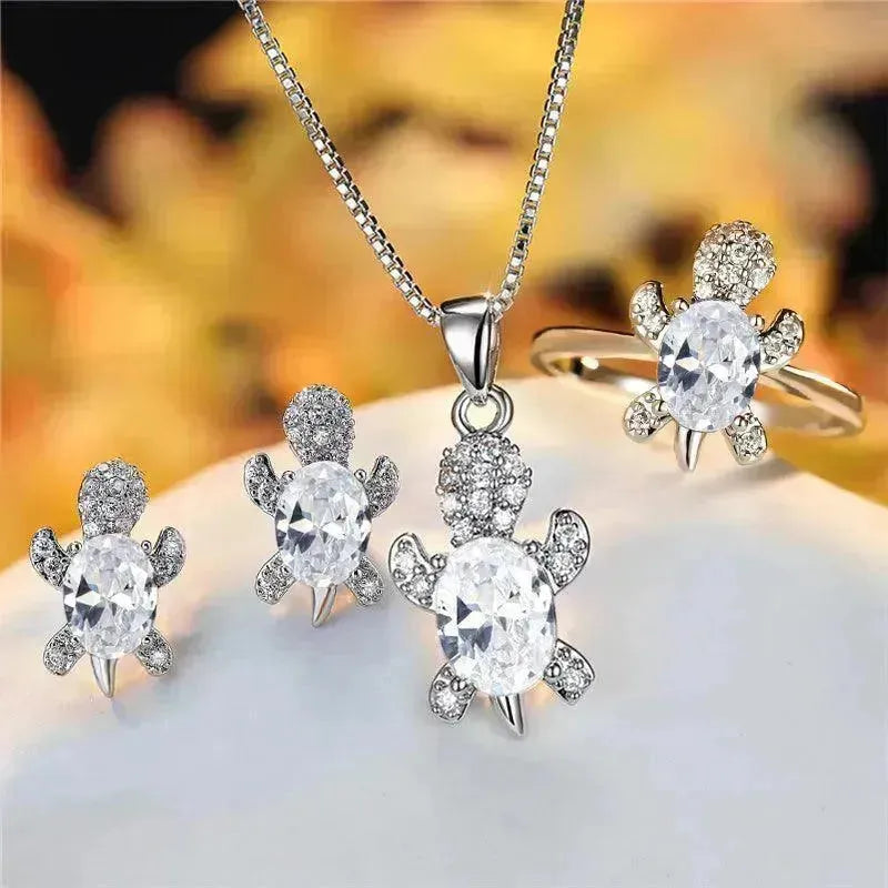 Fashion Oval Zircon Pendant Turtle Shape Necklaces With Rainbow Stone Multicolor Animal Necklace Jewelry For Woman And Children - EX-STOCK CANADA