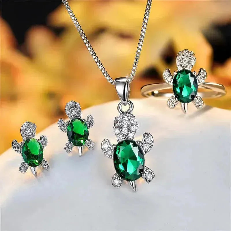 Fashion Oval Zircon Pendant Turtle Shape Necklaces With Rainbow Stone Multicolor Animal Necklace Jewelry For Woman And Children - EX-STOCK CANADA