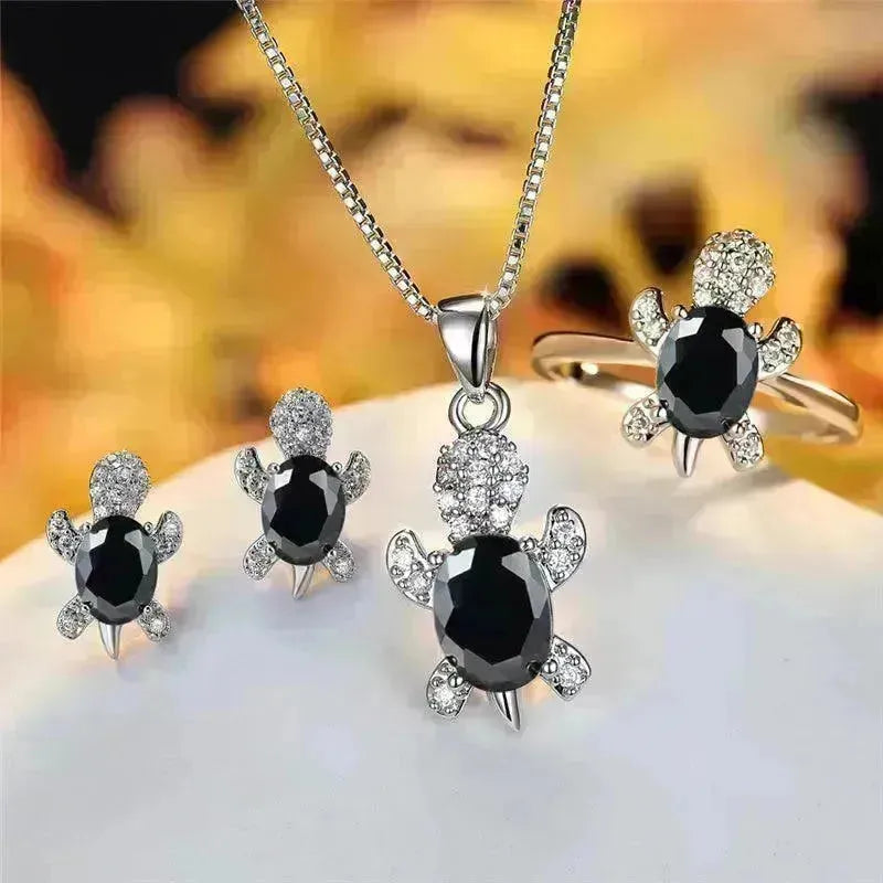 Fashion Oval Zircon Pendant Turtle Shape Necklaces With Rainbow Stone Multicolor Animal Necklace Jewelry For Woman And Children - EX-STOCK CANADA