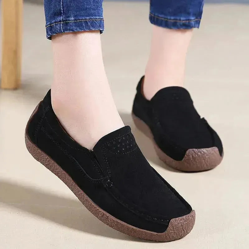 Fashion Round Toe Loafers Casual Versatile Solid Color Flats Slip-on Cozy Shoes for women - EX-STOCK CANADA