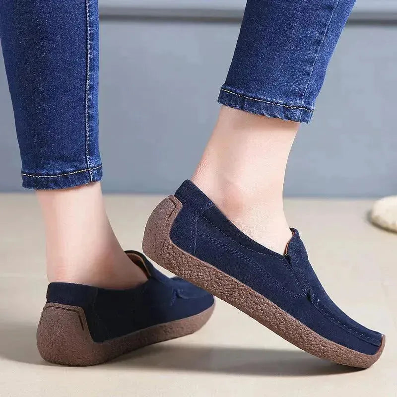 Fashion Round Toe Loafers Casual Versatile Solid Color Flats Slip-on Cozy Shoes for women - EX-STOCK CANADA