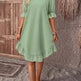 Fashion Ruffle Short-sleeved Dress Summer Solid Color Round Neck Loose Midi Straight Dress for Women. - EX-STOCK CANADA