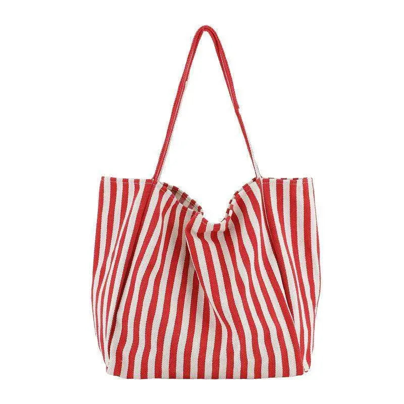 Fashion Shopper Handbags Women Striped Canvas Totes - EX-STOCK CANADA