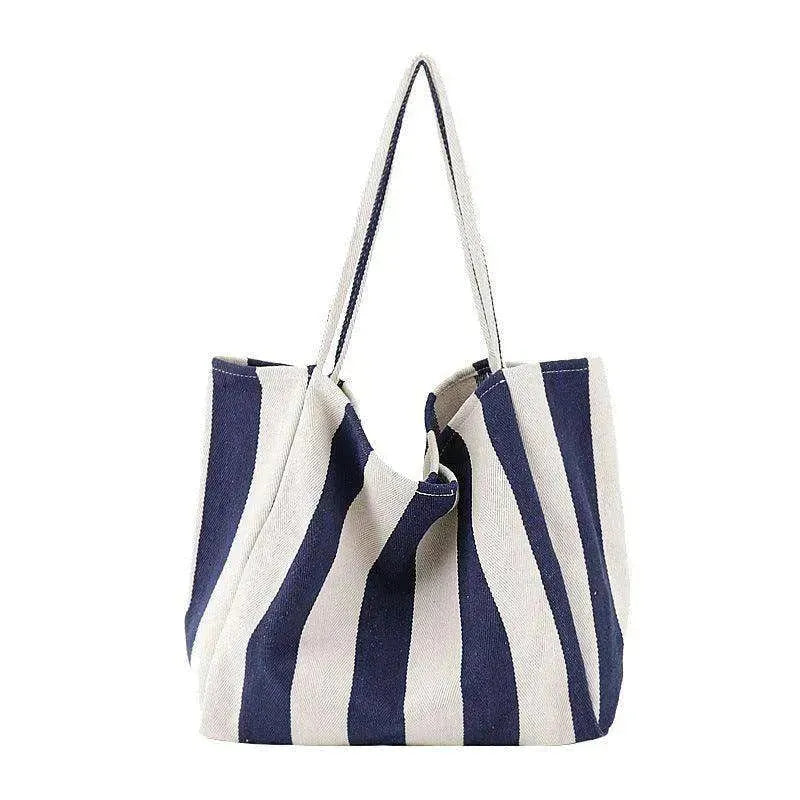 Fashion Shopper Handbags Women Striped Canvas Totes - EX-STOCK CANADA