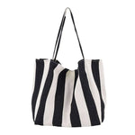 Fashion Shopper Handbags Women Striped Canvas Totes - EX-STOCK CANADA