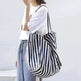 Fashion Shopper Handbags Women Striped Canvas Totes - EX-STOCK CANADA