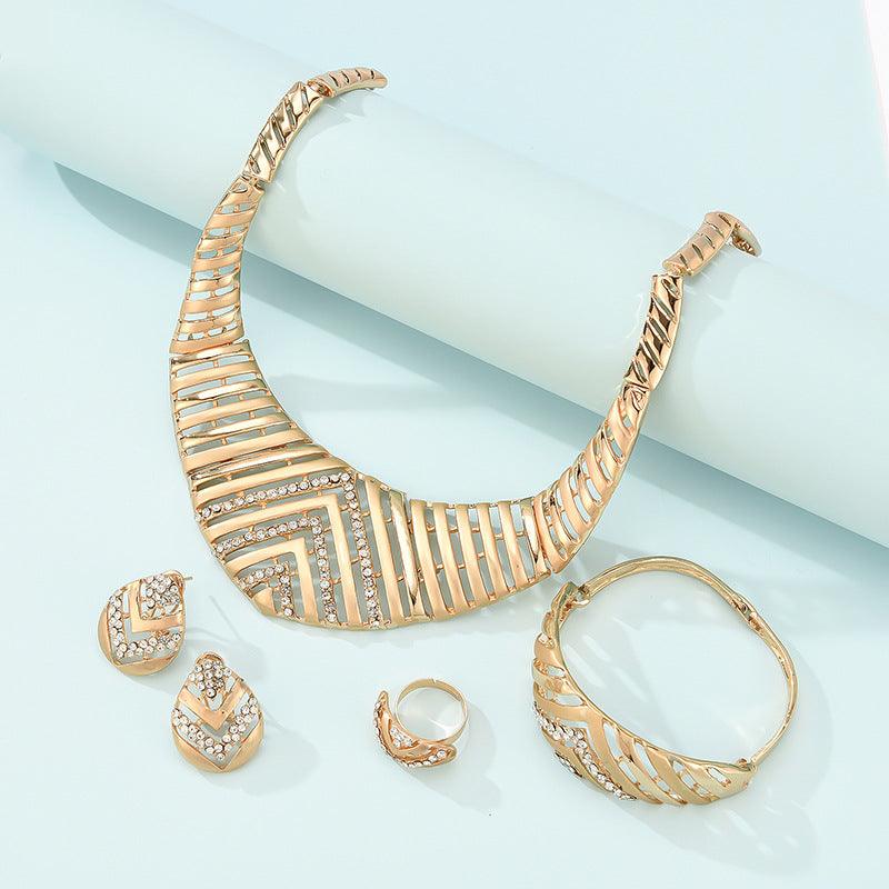 Fashion Simple Alloy First Necklace And Earrings Four-piece Set - EX-STOCK CANADA