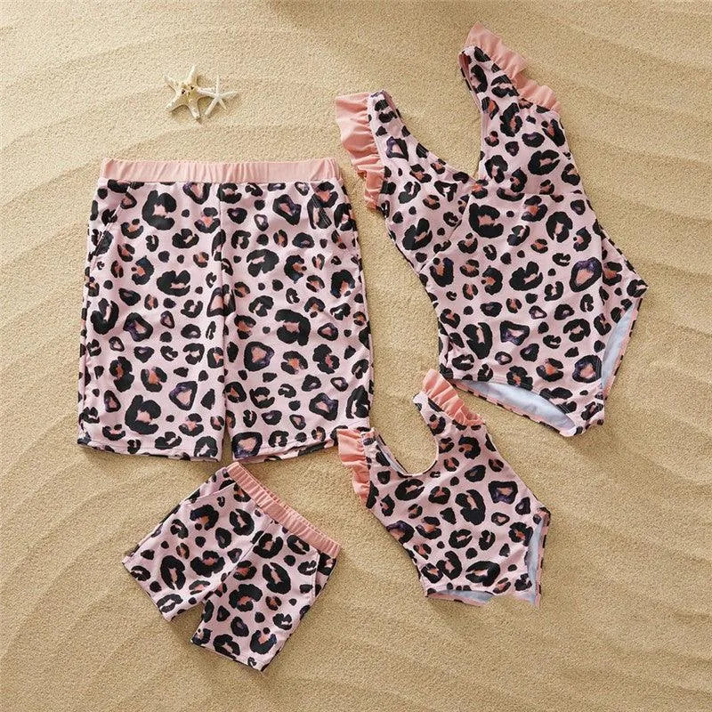 Fashion Simple Pink Leopard Print Parent-child Swimsuit - EX-STOCK CANADA