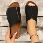 Fashion Solid Wedges Sandals Summer Casual Peep-toe Slippers Outdoor Thick Sole Heightening Slides Shoes Women - EX-STOCK CANADA