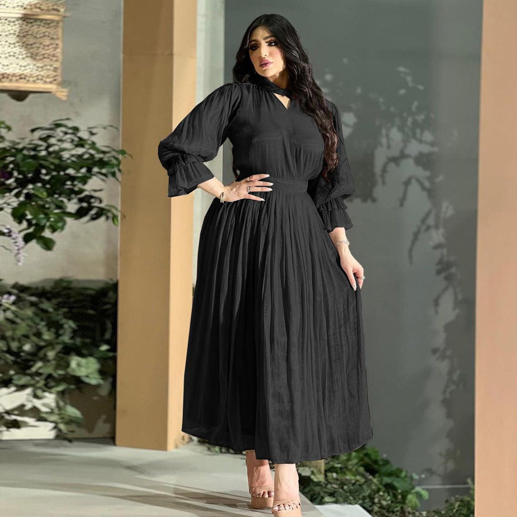 Fashionable Arab Women's Bright Silk Satin Dress - EX-STOCK CANADA