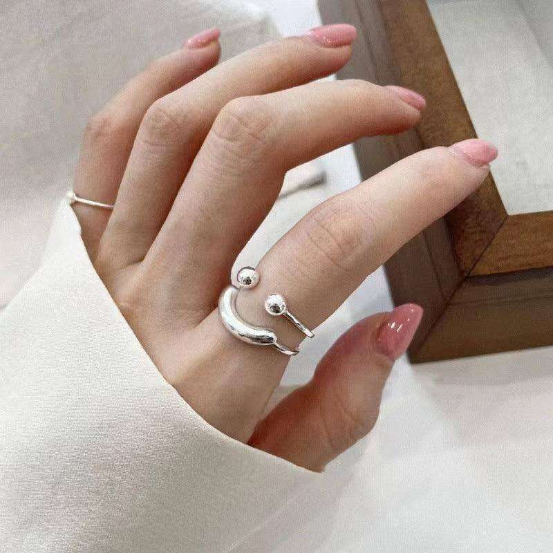 Fashionable Jewelry Adjustable Opening Ring Smiley Cute Happy Face Ring - EX-STOCK CANADA