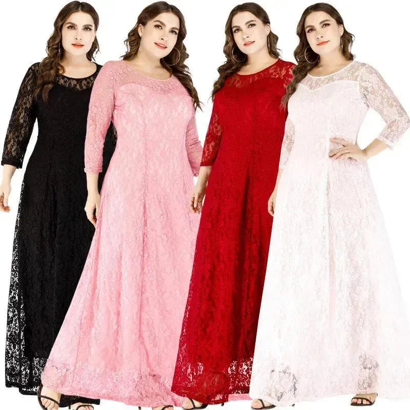 Fashionable Long sleeve Lace maxi Dress for Arab Dubai Turkey Middle Eastern Women - EX-STOCK CANADA