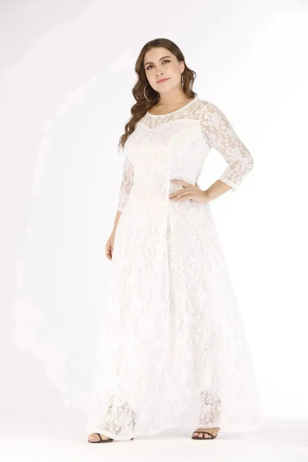 Fashionable Long sleeve Lace maxi Dress for Arab Dubai Turkey Middle Eastern Women - EX-STOCK CANADA