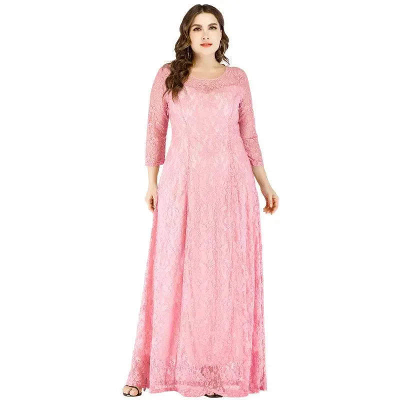 Fashionable Long sleeve Lace maxi Dress for Arab Dubai Turkey Middle Eastern Women - EX-STOCK CANADA