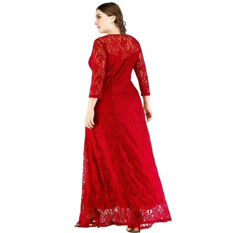 Fashionable Long sleeve Lace maxi Dress for Arab Dubai Turkey Middle Eastern Women - EX-STOCK CANADA