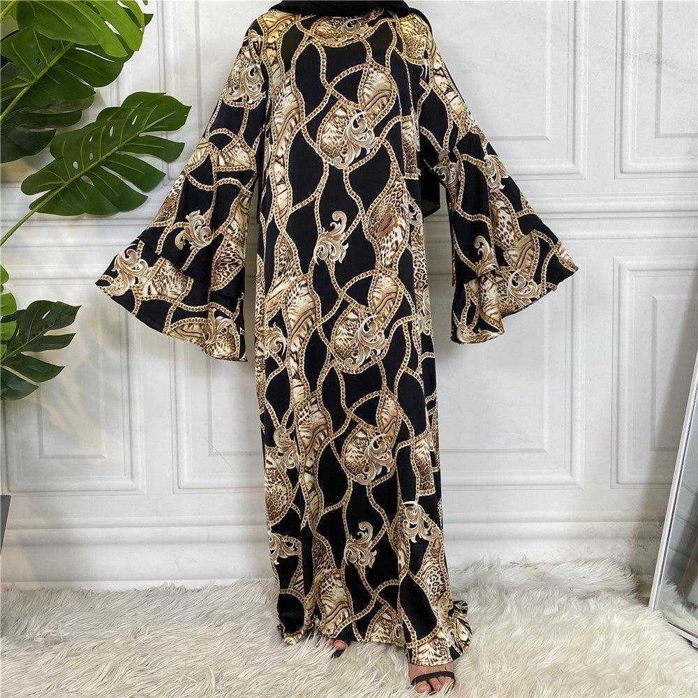 Fashionable Printed Large Lace Up Arab Dress - EX-STOCK CANADA