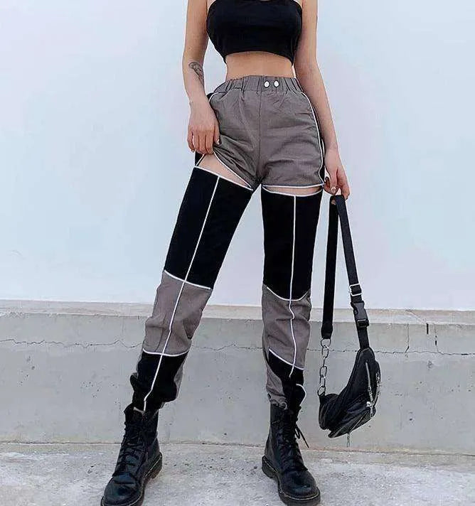 Fashionable thigh cutout overalls women pants - EX-STOCK CANADA