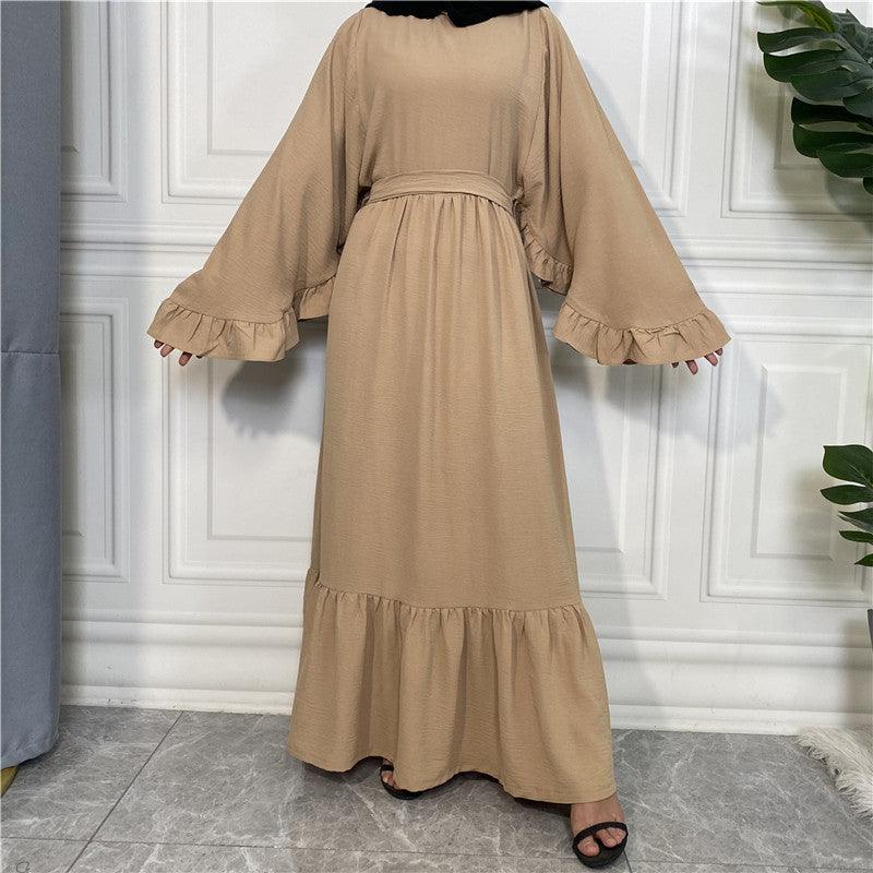 Fashionable Women's Solid Color Patchwork Arab Dress - EX-STOCK CANADA