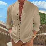 Cotton And Linen Casual Loose Long Sleeve Shirt men