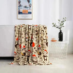 Christmas Elk Snowman Santa Claus Print Blanket Winter Double-sided Flannel Blanket For Sofa Sleeping Shawl