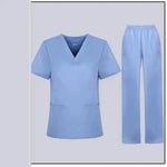 Women Nurse Uniform Female Hospital Nurse Costume V Neck Top Pants Set Nursing Uniforms Women Scrubs Set for Beauty Salon Massaging Workwear