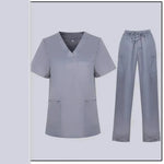 Femenina Uniforme uniforme Femenina Femenina Disfraz de enfermería V Cuello Top Pants Juego de uniformes de enfermería Scrubs para mujeres Masaje de trabajo de salón de belleza