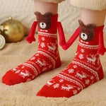 Medias de Navidad Autumn Winter Cotton Magnet Lodestone Hand Tube Socks