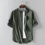 Men's Linen Stand Collar Loose Shirt