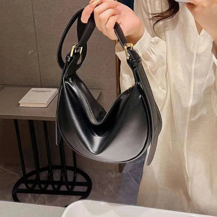 Female's Fashionable Moon Shape Underarm Solid Color Small Shoulder Bag - EX-STOCK CANADA