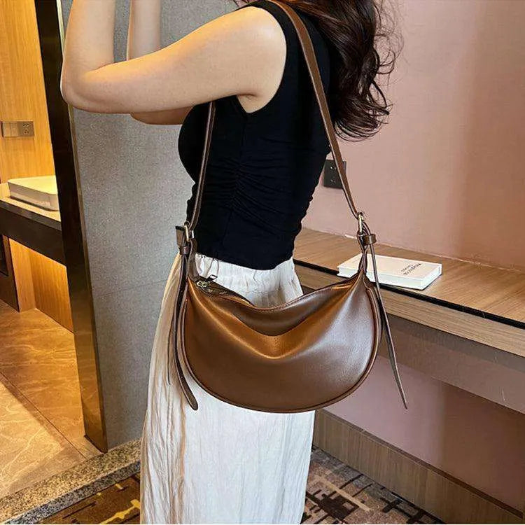 Female's Fashionable Moon Shape Underarm Solid Color Small Shoulder Bag - EX-STOCK CANADA