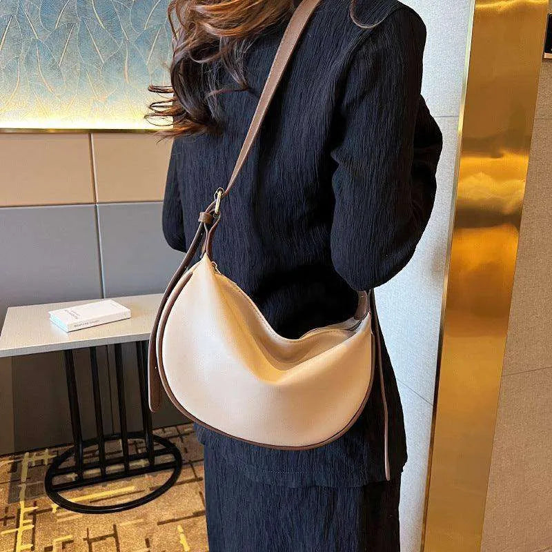 Female's Fashionable Moon Shape Underarm Solid Color Small Shoulder Bag - EX-STOCK CANADA