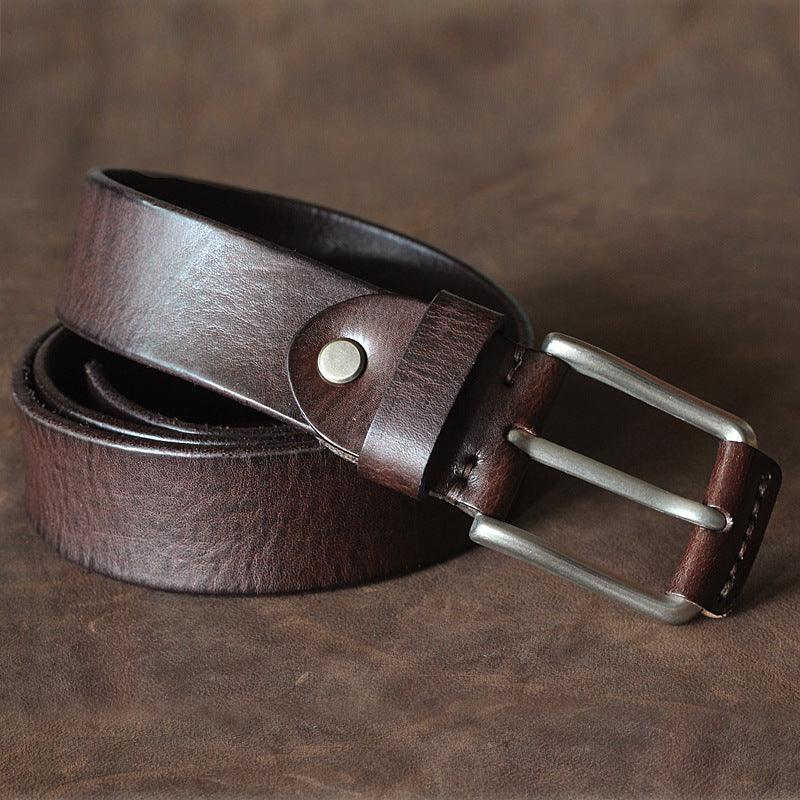 First Layer Cowhide Handmade Belt Men's Pin Buckle Belt - EX-STOCK CANADA