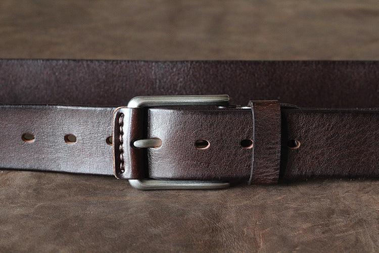 First Layer Cowhide Handmade Belt Men's Pin Buckle Belt - EX-STOCK CANADA