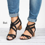 Fish Mouth Cross Strap Buckle Mid Wedge Heel Plain Women Sandals - EX-STOCK CANADA