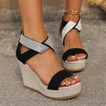 Fish Mouth High Wedges Sandals With Rhinestone Design Fashion Summer Platform Shoes For Women - EX-STOCK CANADA