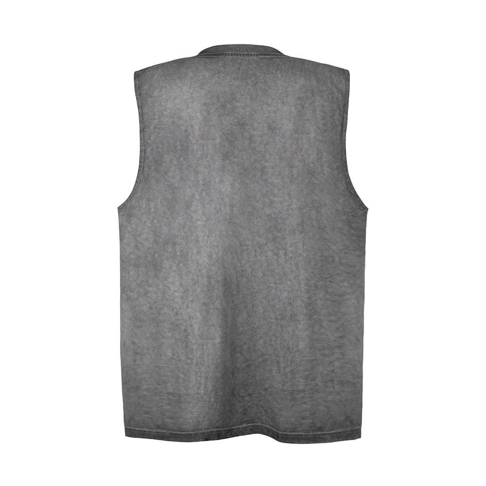 Flame Letter Puff Print Casual Vest - EX-STOCK CANADA