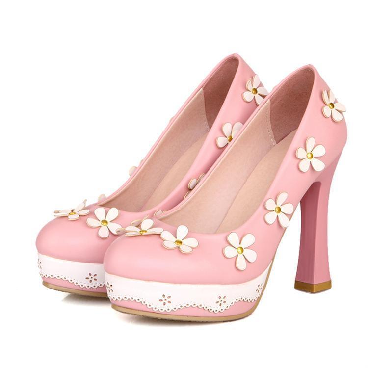 Flower candy shoes pump pumps high heels - EX-STOCK CANADA