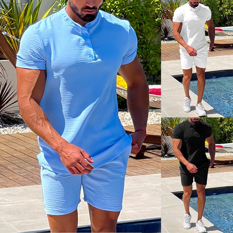 Foreign Trade Men's Short-sleeved Shorts Two-piece Cross-border Suit Wholesale - EX-STOCK CANADA