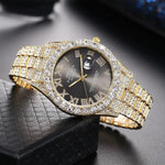 Full Diamond Surface Roman Scale Steel Watch Unisex Wrist Watch - EX-STOCK CANADA