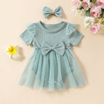 Girls' Multi-color Mesh Flounced Sleeve Short Sleeved Kazakhstan Dress - EX-STOCK CANADA