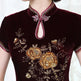 Golden Velvet Retro Modified Beaded Medium-length Cheongsam - EX-STOCK CANADA