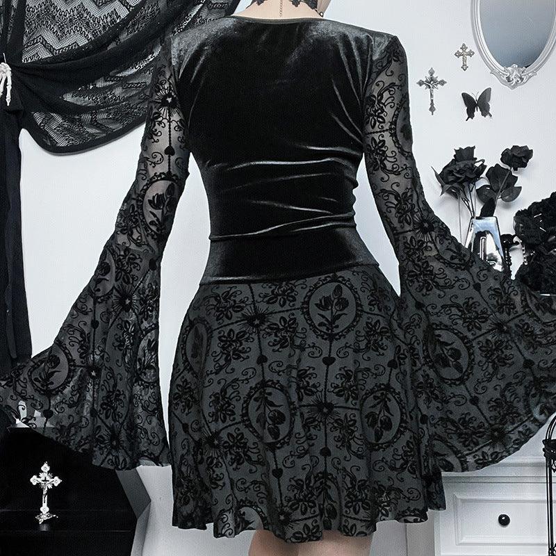 Gothic Vintage Fashion Elegant Classy Retro Mini Black Dress - EX-STOCK CANADA