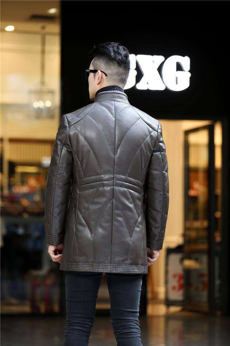 Haining men's leather down jacket - EX-STOCK CANADA