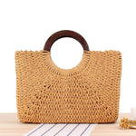 Hand-woven Summer Beach bag Mori solid color large capacity - EX-STOCK CANADA