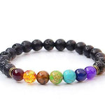 Handmade Black Lava Seven Chakra Healing Balance Beaded Bracelet - EX-STOCK CANADA